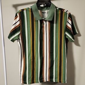 Striped Polo Shirt Men Size S Casual Golf Summer Classic